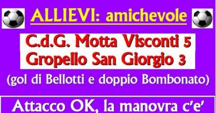 Gli Allievi giocano bene ma perdono (5-3) a Motta Visconti
